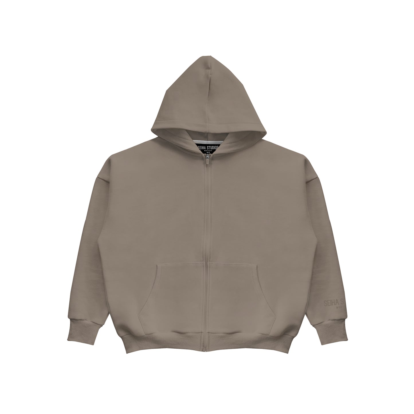 Oversized Zip Hoodie - Beige