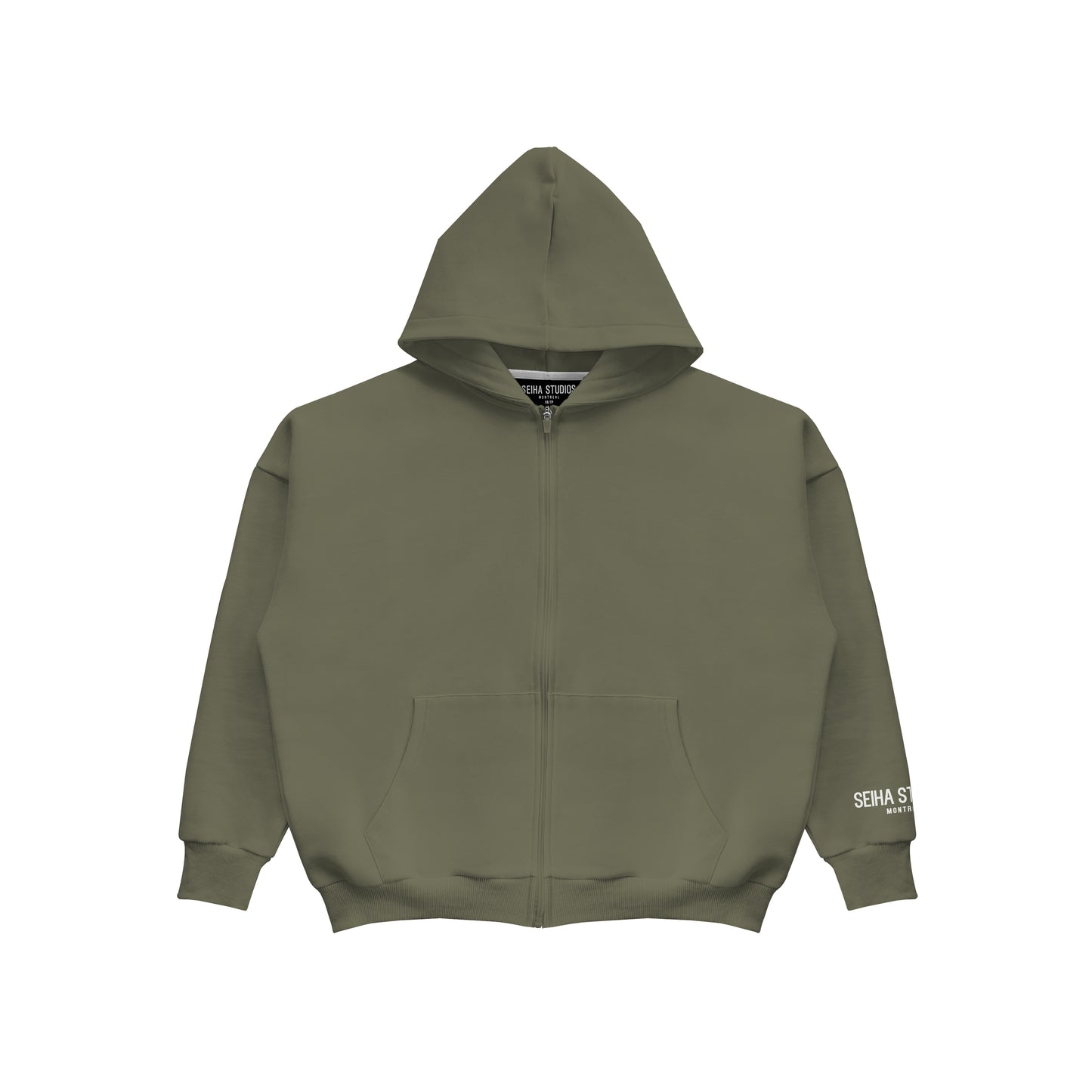 Oversized Zip Hoodie - Khaki Green