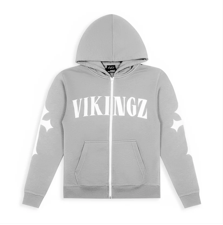 OMERTA VIKINGZ ZIP-UP HOODIE - GRIS
