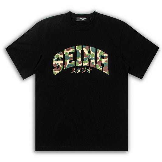 SEIHA STUDIOS – T-Shirt Oversize Noir / Camo Vert スタジオ
