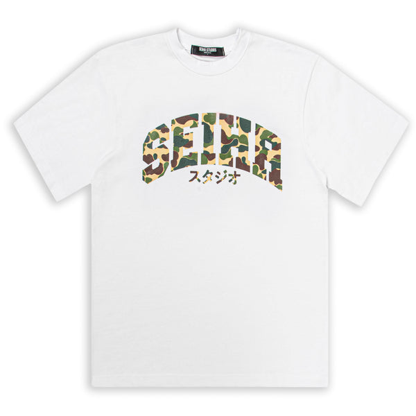 SEIHA STUDIOS – T-Shirt Oversize Blanc / Camo Vert スタジオ