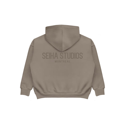 Oversized Zip Hoodie - Beige