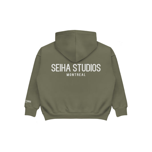 Oversized Zip Hoodie - Khaki Green